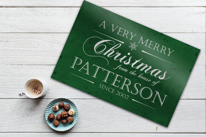 Personalize Holiday Sign, Family Sign, Christmas Sign Farmhouse, Est. sign, Metal Christmas Sign, Rustic, Large Christmas Sign, Green Decor
