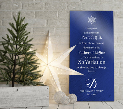 Christian Christmas Sign, James 1:17, Christmas Bible Verse Art, Personalize, Christian Christmas Decor, Sign, Christmas Scripture Sign, art