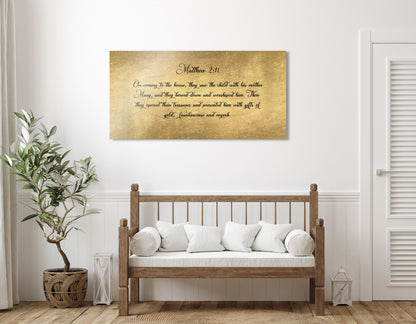 Christmas Scripture, Sign, Rustic Holiday Sign, Matthew 2:11, Christmas Sign, Christmas wall, Holiday Sign,  Christmas decor, Christmas Gift