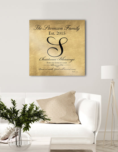 Christmas Blessings, Sign, Sign With Sripture, Holiday Wall Decor, Christmas Gift, Last Name Sign, Established Sign, Merry Christmas Sign