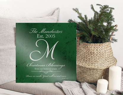 Merry Christmas Sign, Family Gift, Christmas Sign, Holiday Wall Decor, Green Christmas Decor, Christmas, Established Sign, Last Name, Sign