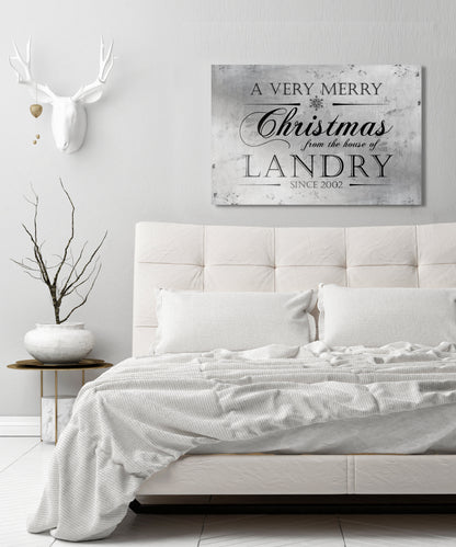 Personalize Holiday Sign, Family Sign, Christmas Sign Farmhouse, Est. sign, Metal Christmas Sign, Rustic, Large Christmas Sign, Silver