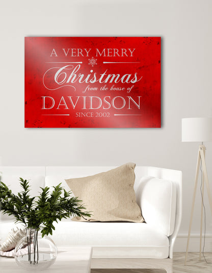 Personalize Holiday Sign, Family Sign, Christmas Sign Farmhouse, Est. sign, Metal Christmas Sign, Rustic, Large Christmas Sign, Red Decor