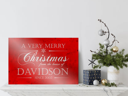 Personalize Holiday Sign, Family Sign, Christmas Sign Farmhouse, Est. sign, Metal Christmas Sign, Rustic, Large Christmas Sign, Red Decor