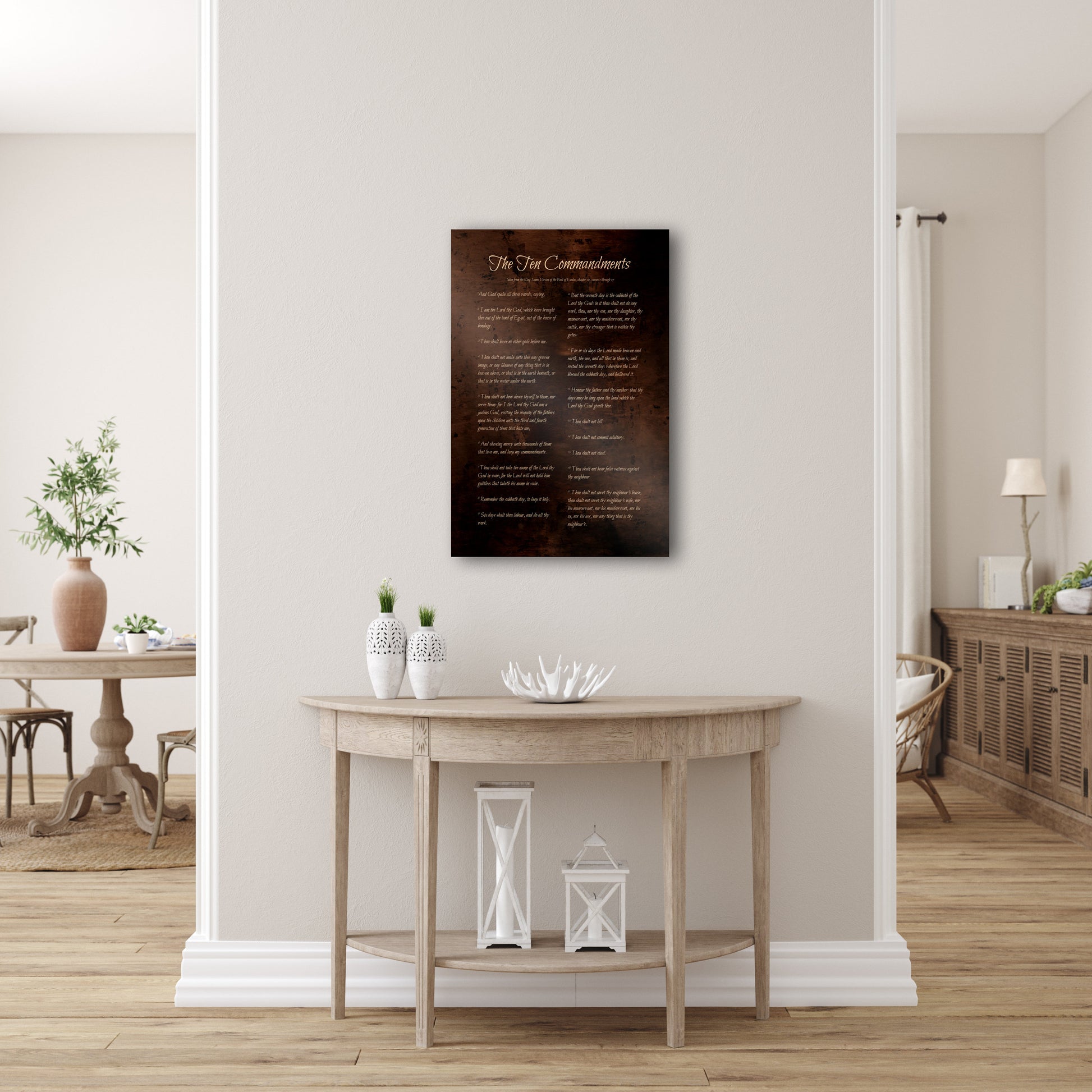 The Ten Commandments, Bronze, 8th Anniversary,  Burnished, Metal Print, For Him, 8 Year Gift, Christian, Gift, Scripture, Sign, Exodus 20