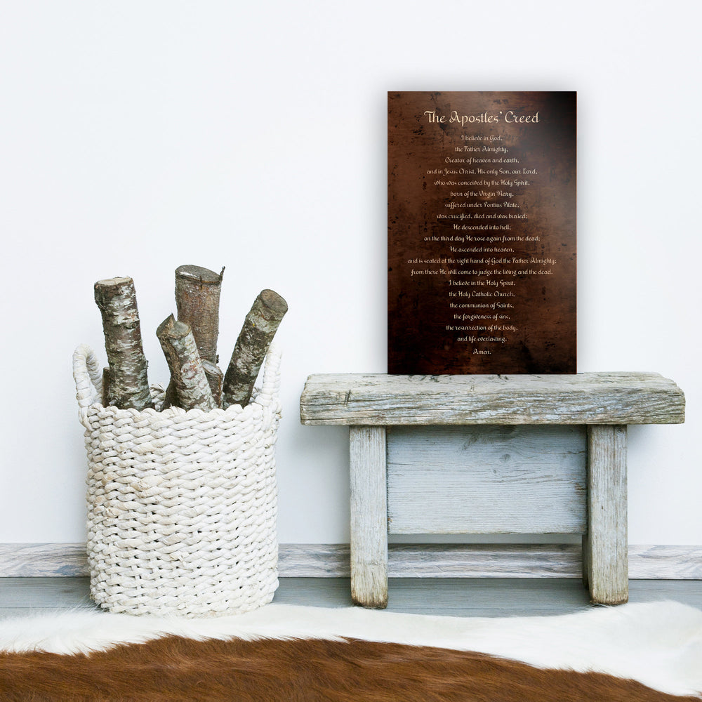 The Apostles' Creed, Apostolic Creed, Symbol of the Apostle, Christian Gift, Burnished, Bronze, Metal Print, Gift, for him, for her, Priest