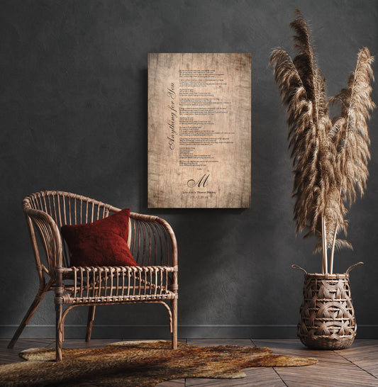 Song Lyrics on Wood, White-washed Wood Anniversary Gift