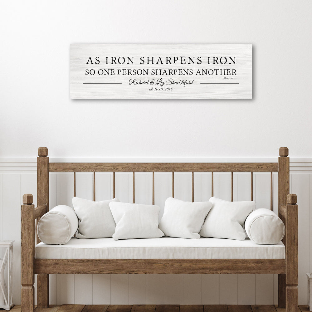 As Iron Sharpens Iron Sign, Wood Anniverary Gift