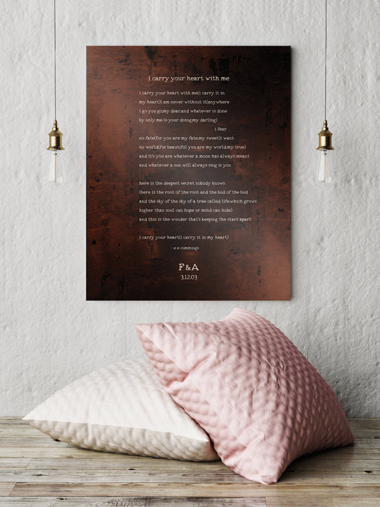 Bronze Gift for her, I Carry Your Heart with Me