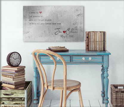 Rustic Song Lyric Sign, size and option view, 10th anniversary tin