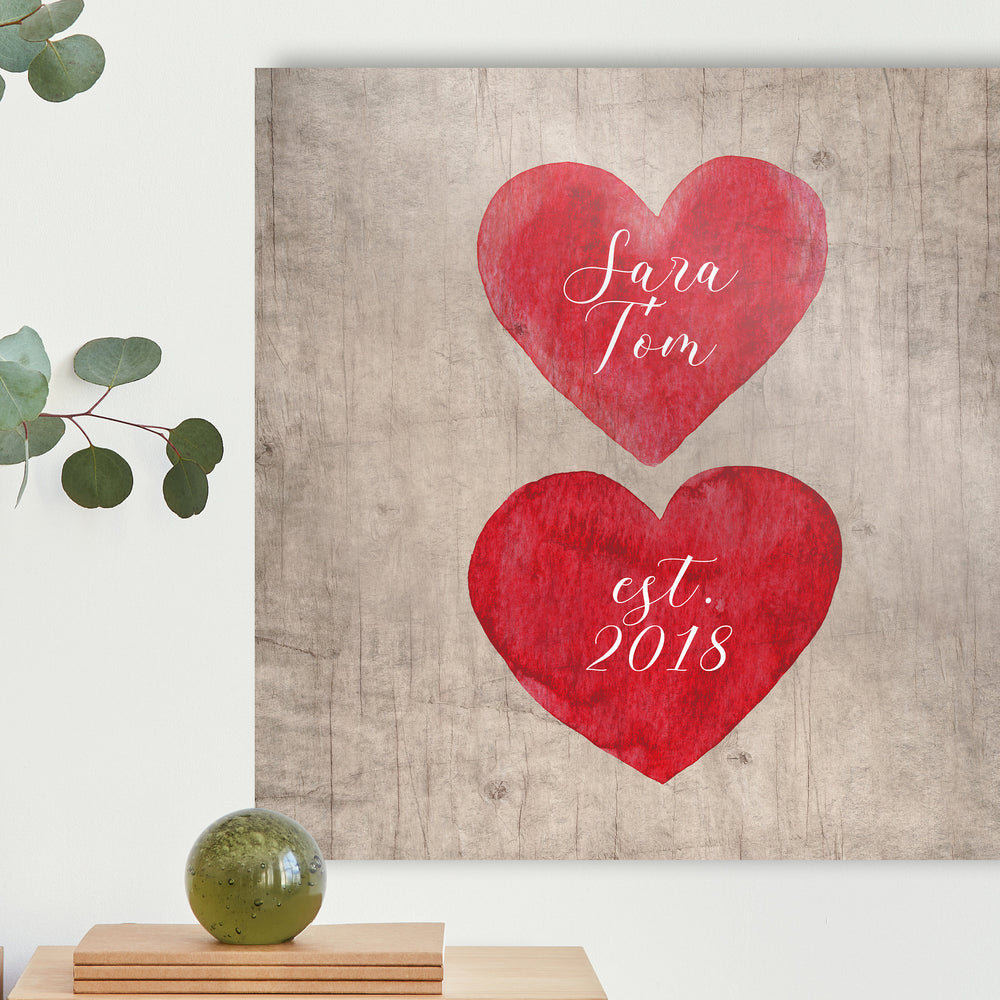 
                  
                    Hearts on Wood , Est. Sign, I Love You Gift, Personalized Valentines Day Decor, Romantic Wooden Gift, Couple's Name Sign, 5th Anniversary
                  
                