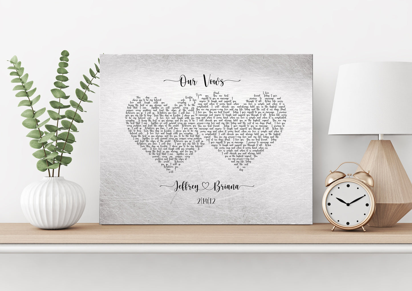 
                  
                    Heart Wedding Vow Art, Inscribed Wedding vows on tin, Romantic gift, Tin Anniversary Gift, 10th anniversary gift for Wife, Wedding Vow print
                  
                