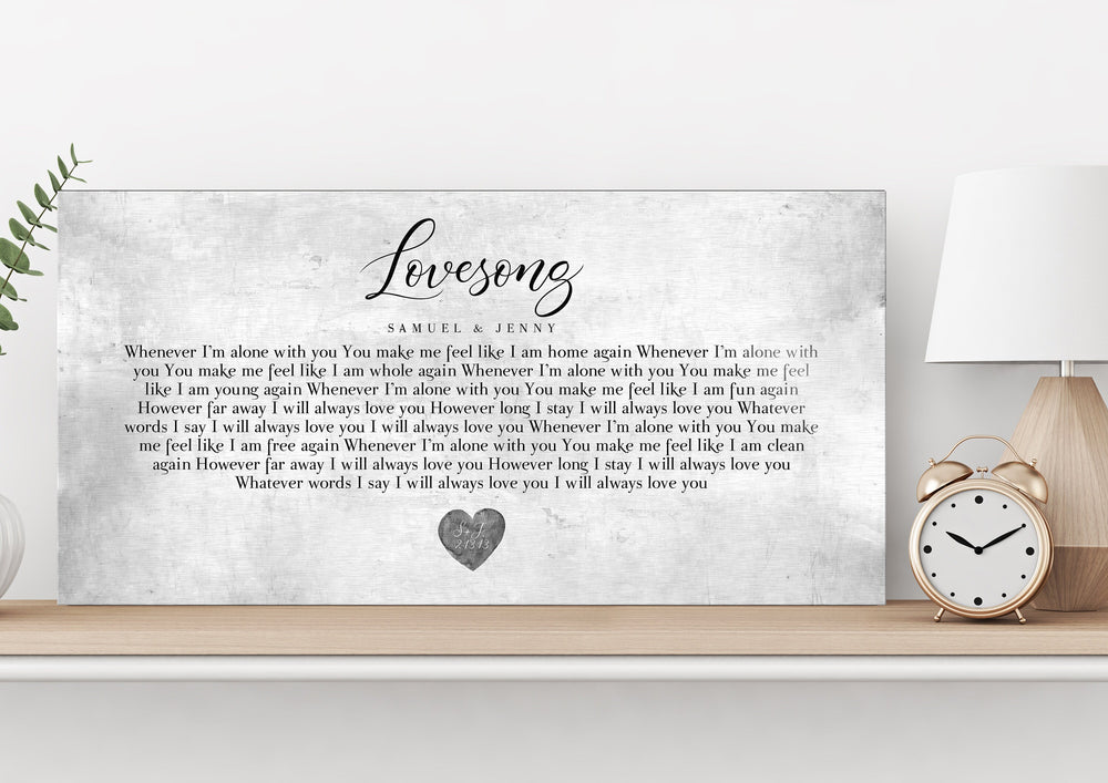 Heart Shape Song Lyrics  Custom Wedding Song Lyric Art Canvas