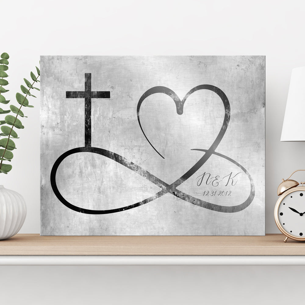 
                  
                    Personalized love infinity cross wall decor, Custom est. sign, Iron gift for wife, Couple sign, His and Her wall art, Couples gift with name
                  
                