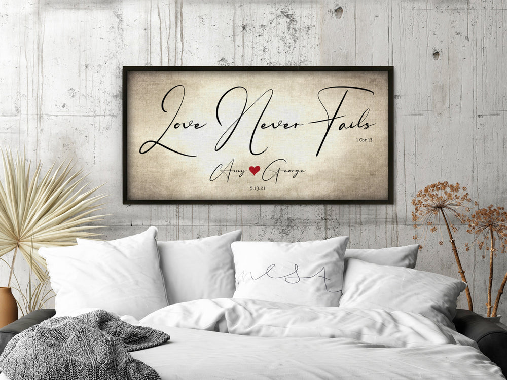 
                  
                    1 Cor 13 Canvas, Anniversary Gift, Love Never Fails, 2 Year Gift, Cotton Canvas, Scripture about Love, Present for Wife, Love is Patient
                  
                