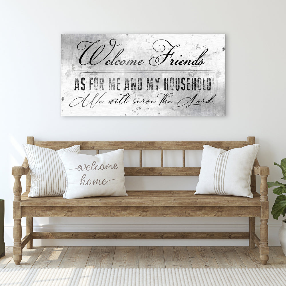 Christian Welcome Sign, Family Sign, Josh 24:15, Wall decor, Bible Verse Decor, Wall hanging with Scripture, Rustic Farmhouse, Wedding Gift