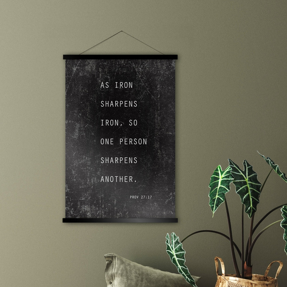 
                  
                    Proverbs 27:17, Iron sharpens Iron Scroll Tapestry, Inspirational wall Decor, Scripture Art, Christian Quote Sign, Christian Gift for men
                  
                