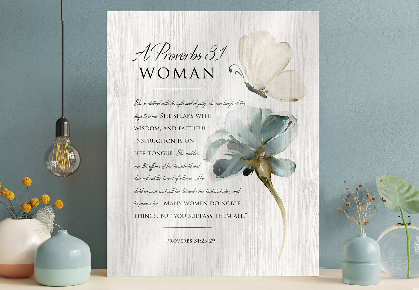 A Proverbs 31 Woman Country Farmhouse Sign, Inspirational Religious wall decor, Gift for her, 5 year anniversary Gift, Christian wall Decor