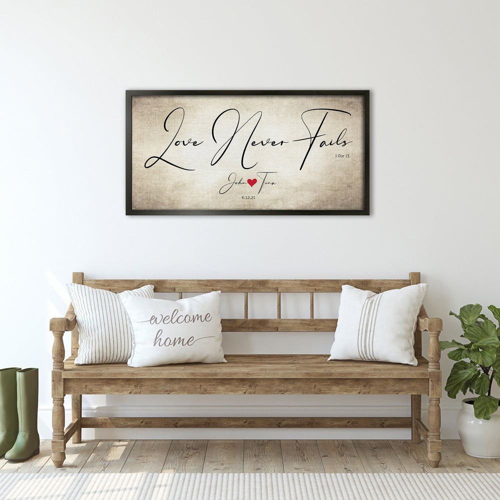 1 Cor 13 Canvas, Anniversary Gift, Love Never Fails, 2 Year Gift, Cotton Canvas, Scripture about Love, Present for Wife, Love is Patient