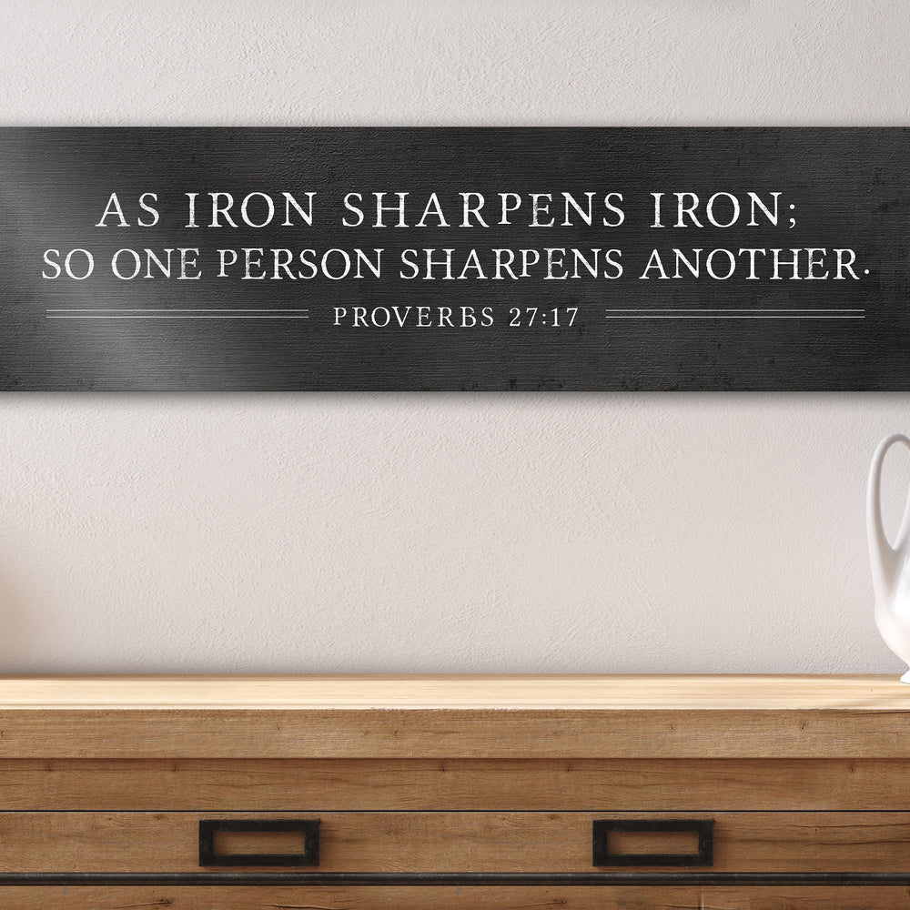 
                  
                    Iron Sharpens Iron Sign, Proverbs 27:17 Wall Decor, Rustic Scripture Art, Christian wall hanging, Bible Verse Decor, Inspirational mens gift
                  
                