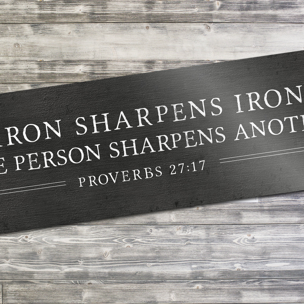 
                  
                    Iron Sharpens Iron Sign, Proverbs 27:17 Wall Decor, Rustic Scripture Art, Christian wall hanging, Bible Verse Decor, Inspirational mens gift
                  
                