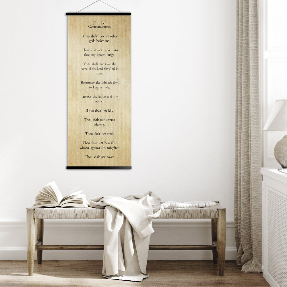 
                  
                    Ten Commandments Wall Hanging, Religious Scroll Tapestry, Rustic Scripture Art, Exodus 20 on Canvas, Christian Gift, The 10 Commandments art
                  
                