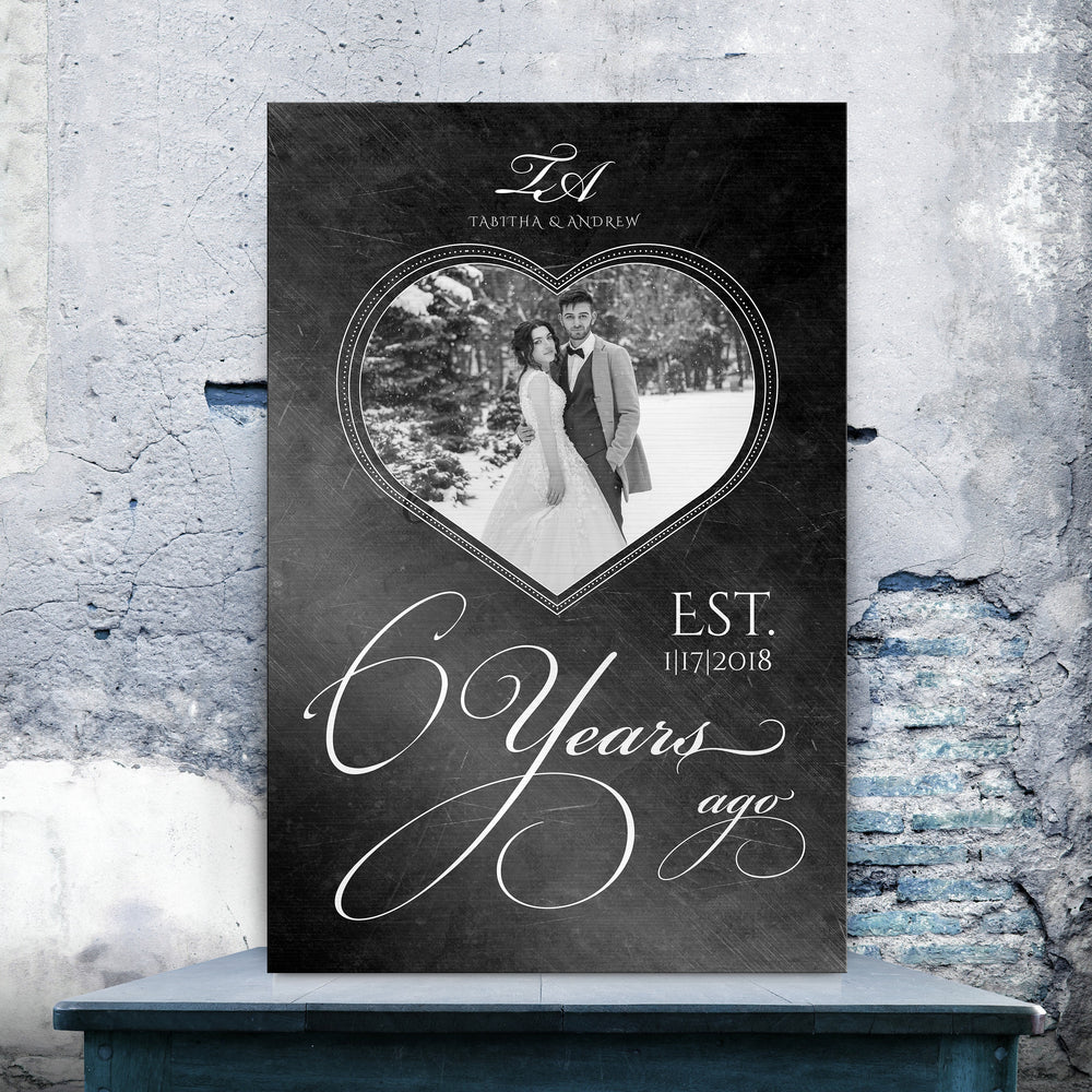 
                  
                    Personalized Iron Anniversary Sign, 6 Years Ago, Photo Gift, Six Year Anniversary Plaque, Heart-framed Photo, Anniversary Gift Wedding Photo
                  
                