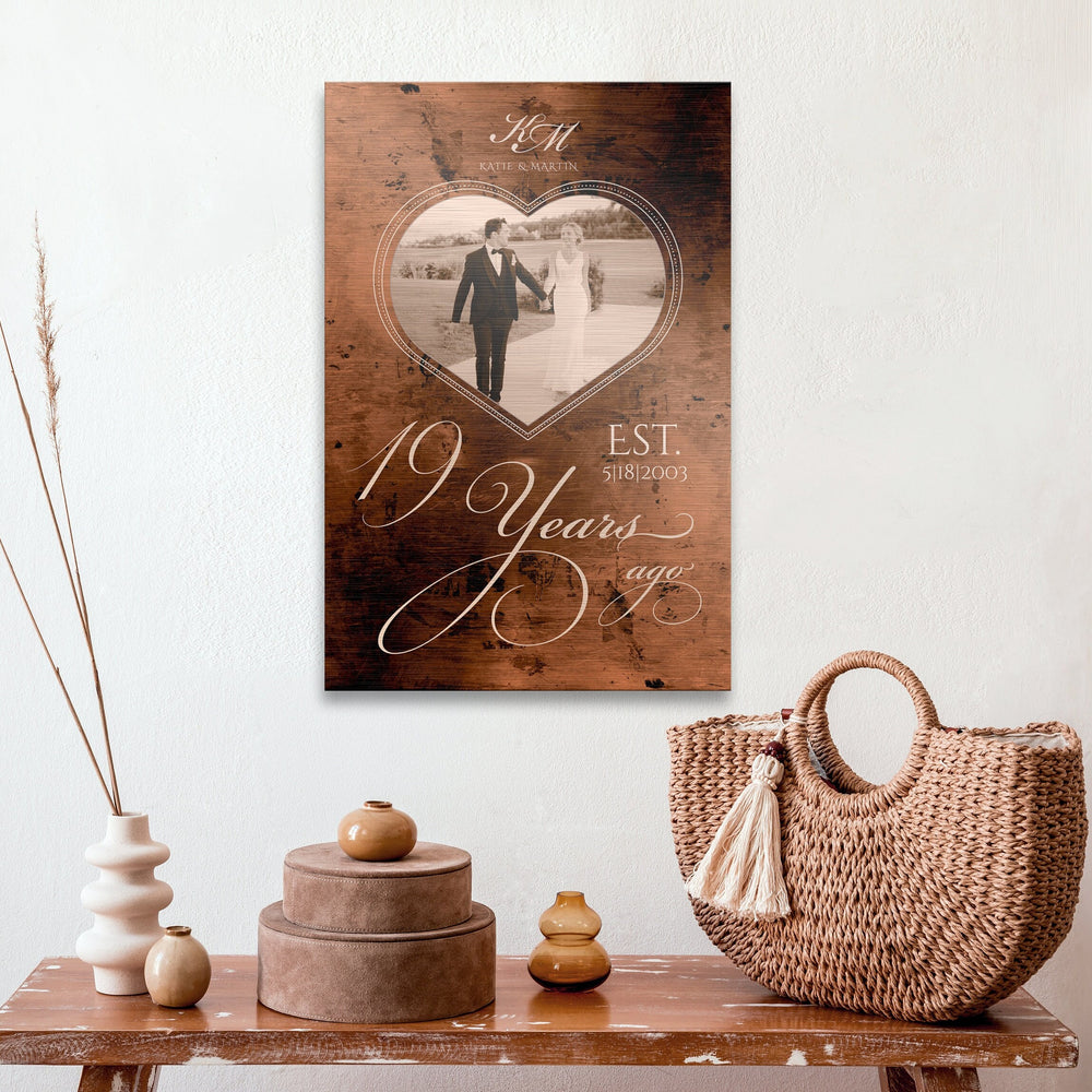 Personalized Bronze Anniversary Sign, 8 Years Ago, Photo Gift, 19th Anniversary Plaque, Bronze Photo Gift, Anniversary Gift Wedding Photo