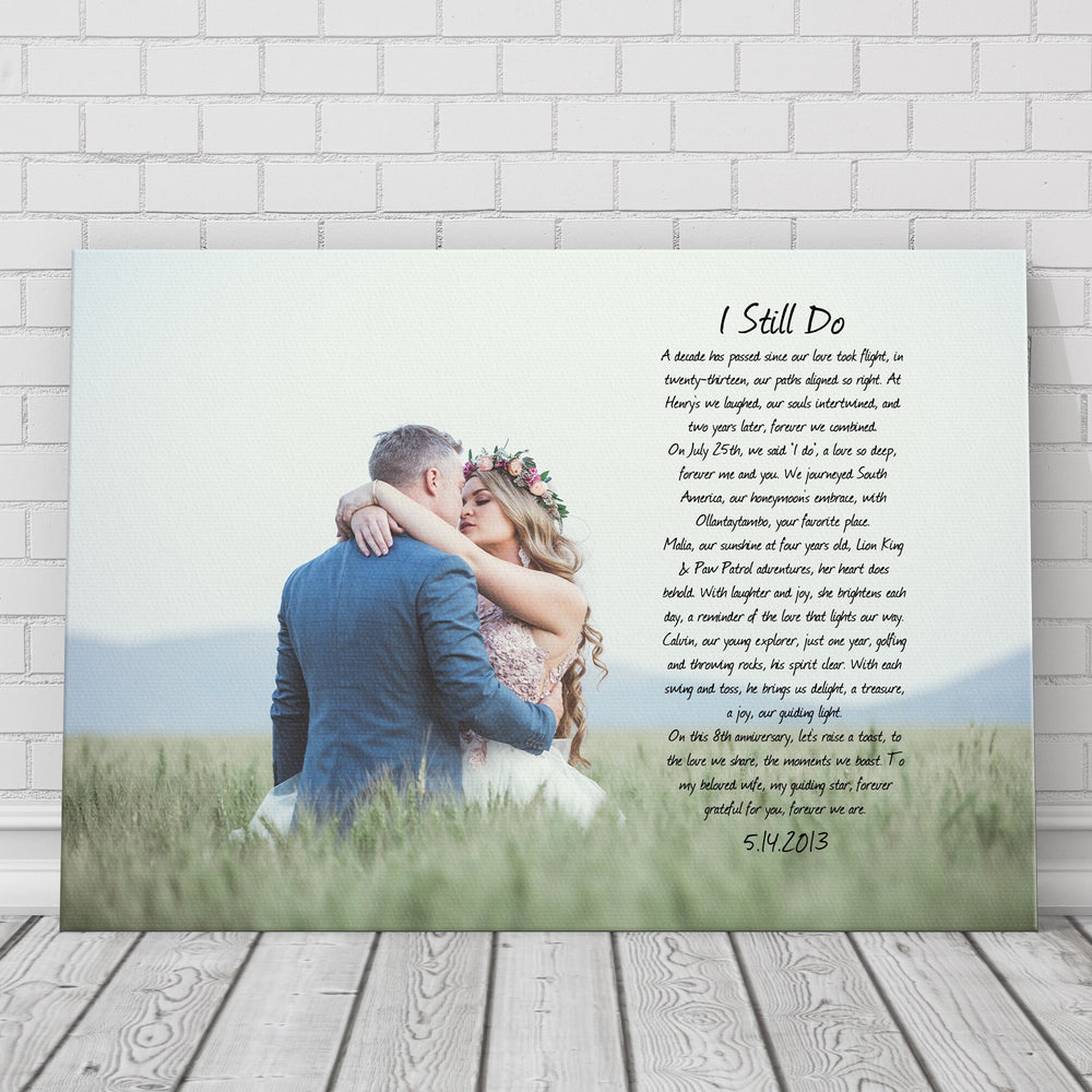 
                  
                    Personalized Photo Canvas, Canvas with Song lyrics, 2nd Anniversary Gift for wife, Cotton present for anniversaries, Canvas print with poem
                  
                