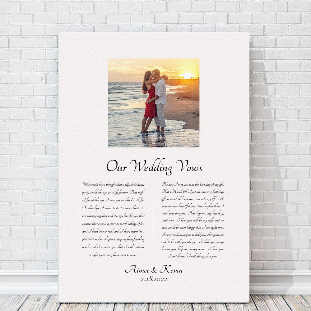 
                  
                    Our Vows on Cotton, Personalized Wedding Vow Art, Printed Vows, Couples Photo Gift, 2nd Anniversary Gift, Cotton Anniversary Gift, Vow Decor
                  
                