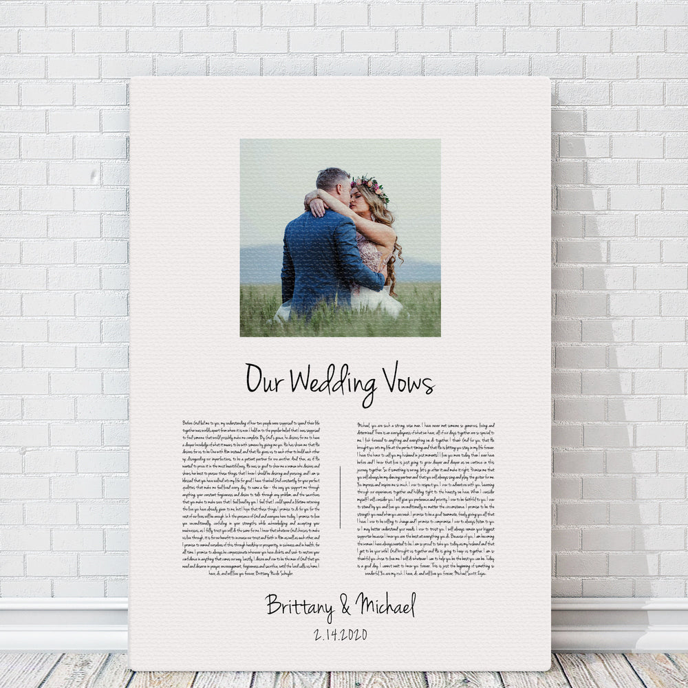 
                  
                    Our Vows on Cotton, Vow Anniversary Gift, Photo Canvas with text, Cotton Gift, Custom Vow Art, Romantic Photo Gift, Wedding Vow print
                  
                