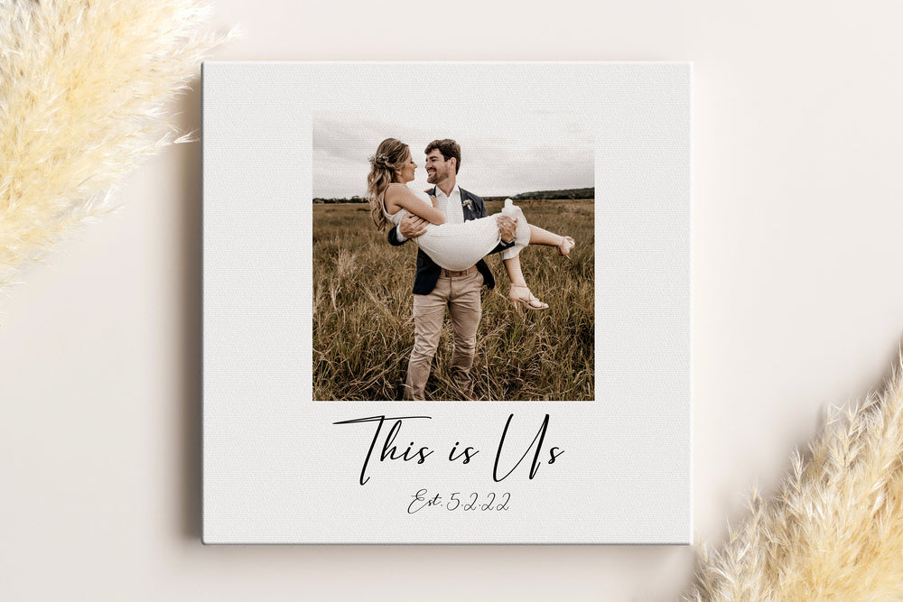This Is Us, Personalized Photo Canvas, Custom quote on Canvas, Photo Gift for Couple, Cotton Anniversary present, Anniversary Gift for wife