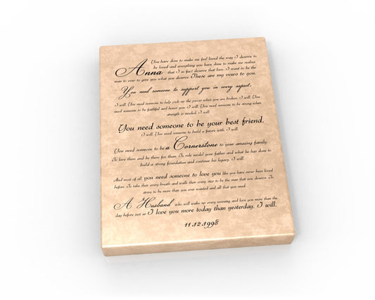 Personalized Wedding Vow Print - The Stanza on Canvas or Fine Art - Fine art and canvas personalized anniversary and inspirational gifts