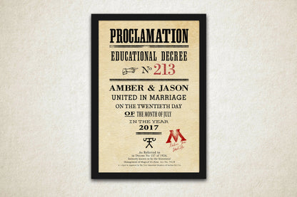 Proclamation Sign: Custom Gift for Wizards - Honeycomb Proverbs - Wedding gift ideas - paper anniversary gifts 